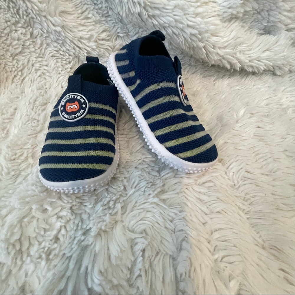 BMCiTYBM Knitted Striped Non-slip Sneakers First Walker Blue Size 3